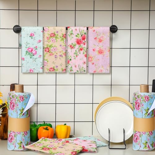 36 Pack Reusable Kitchen Cloths Cotton Towels, Countryside Flowers - Image 4