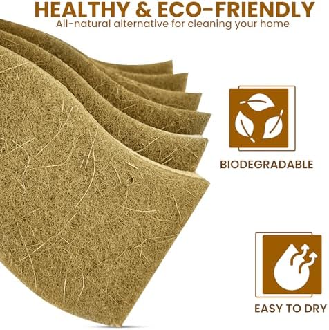 Natural Kitchen Sponge –12-Pack Biodegradable Sponges for Dishes –Compostable Dish Washing Scrubbers – Eco Friendly Non-Scratch Cellulose & Coconut Husk Scrubber Sponges for Cleaning - Image 6