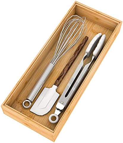 Utensil Organizer Silverware Drawer Organizer-Stackable Bamboo Flatware Caddy Cutlery Holder, Wooden Storage Boxes Tray for Bedroom,Office, Bathroom, Vanity & Garage Tool Organization(15"6"2.5") by Bambloom