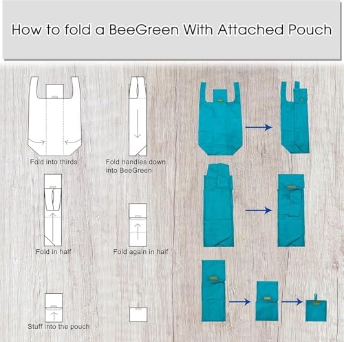 BeeGreen Reusable Grocery Bags 20 Pieces Kitchen Bags Bulk Foldable-Machine Washable with Zipper Storage Pouch 20 Packs - Image 6