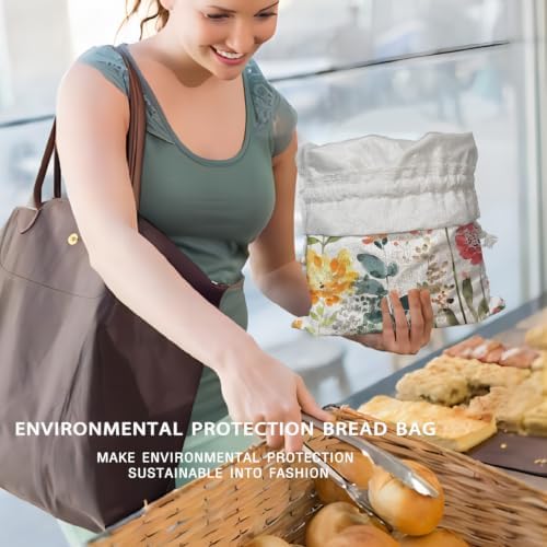 Flroal Linen Bread Bag, Homemade Bread Sourdough Bags 2Pcs - Image 5