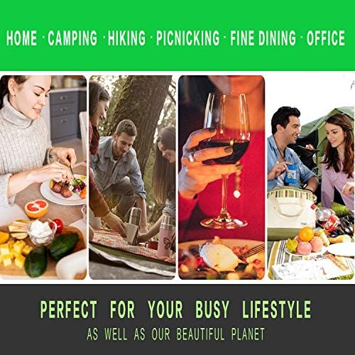 UPTRUST 2 Set Bamboo Cutlery Set Bamboo Travel Utensil Reusable Table cutlery Fork Knife Spoon Chopsticks Straw Cleaning Brush for Travel Picnic School Office（Skyblue& Green） - Image 5