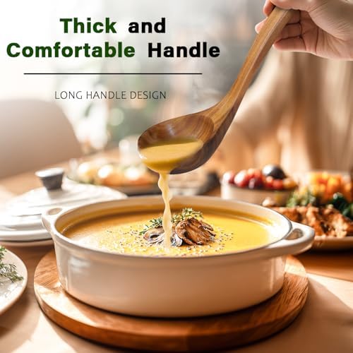 17 Piece Wooden Kitchen Utensils Set, Natural Teak Wooden Utensils Set, Handmade Wood Cooking Utensils with Holder and Spoon, Durable Nonstick, Comfort Grip Wood Cookware Tool - Image 2