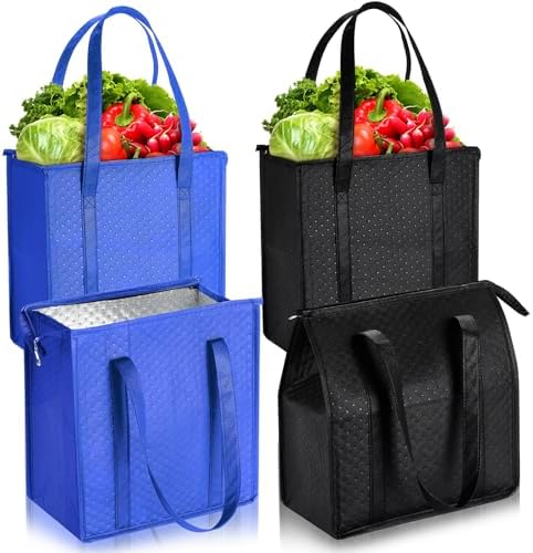 Paterr 4 Pcs Insulated Grocery Bags Reusable, with Zipper by Paterr