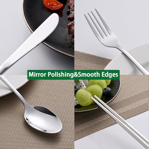 DEHOV Travel Utentils Set With Pouch,Reusable Portable Camping Silverware Set Knife Spoon Fork Chopsticks For Picnic,Travel Accessories Gadgets,Picnic Essentials - Image 5