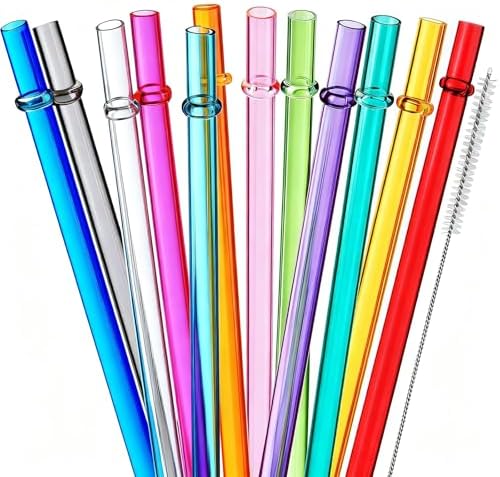 ALINK 24 Pcs Reusable Straws, 10.5 Inch Long Tritan Hard Plastic Straws with 4 Brushes, 12 Colors Clear Repacement Straw for 30oz 20oz 16oz Tumbers, Stanley, Starbucks, YETI, Mason Jars, BPA Free by ALINK