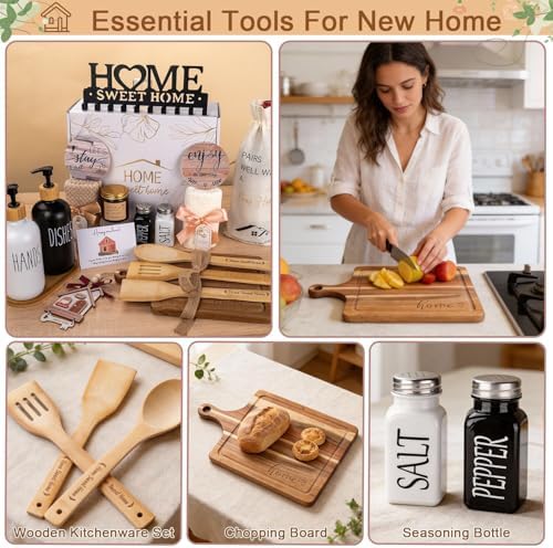 House Warming Gifts New Home, 19pcs New Home Gift Basket For Homeowners, Couple Women Neighbor - Includes Decoration, Kitchenware, Towel, Greeting Card, First Time Home Buyer Gift, Housewarming Gifts - Image 4