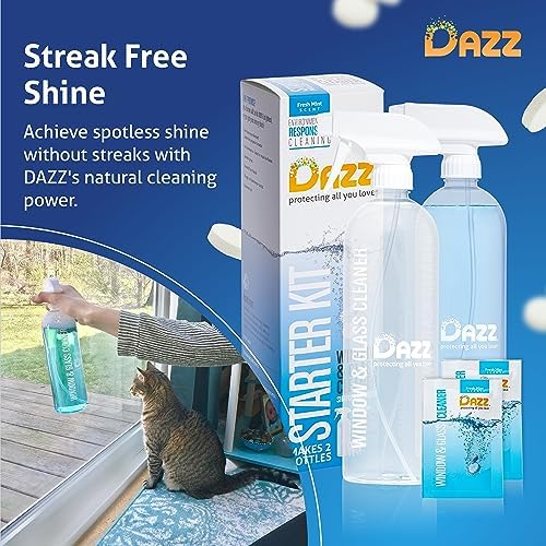 DAZZ Whole House Starter Kit (3 Reusable Spray Bottles, 6 Refills) Natural All Purpose Cleaner, Glass and Window Cleaner, and Bathroom Cleaner - Eco Friendly, Non Toxic - Image 6