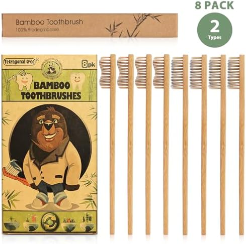 Biodegradable Eco-Friendly Natural Bamboo Charcoal Toothbrushes | 4 Soft Bristles + 4 Medium Bristles | Ideal for Households, Hotels, Travel, Work, Dentists, and Schools (8 Count) - Image 5