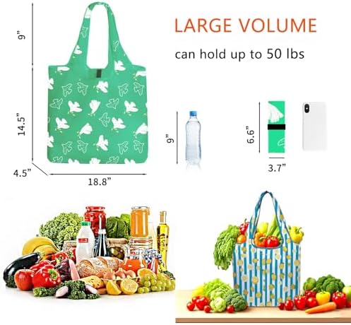 WFK Reusable Grocery Bags With Storage Box, Foldable Shopping Totes - Image 3