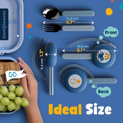 Bentoheaven Kids Utensils Set with Case, Reusable Fork & Spoon, Tiger - Image 4