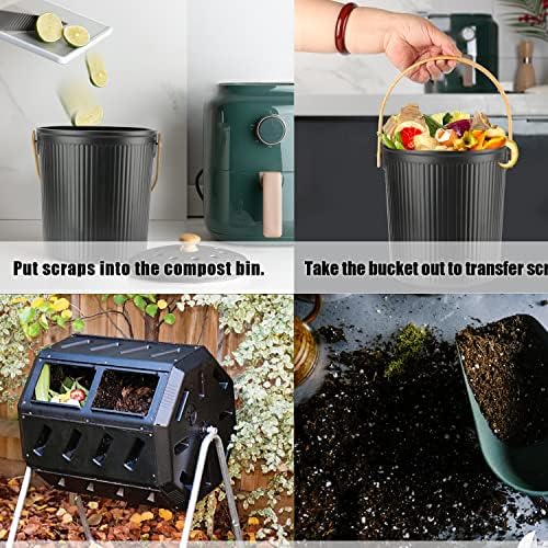 Countertop Compost Bin, LALASTAR Compost Bin Kitchen with Lid, Made of Sustainable Bamboo Fiber, Indoor Food Composter for Kitchen, Odorless, 1 Gallon, Black - Image 5