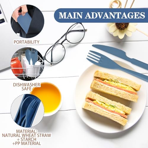 2 Sets Large Reusable Utensils Set with Case, Portable Travel Cutlery - Image 6