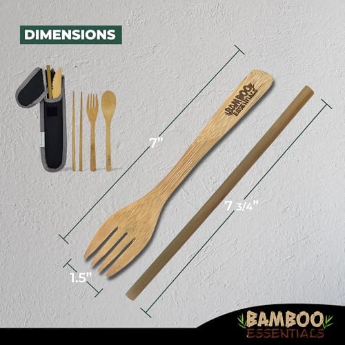 Travel Utensils with Case Set Fork, Knife, Spoon, Chopsticks, Straw, Straw-cleaning brush, Travel Pouch and Carabiner, Excellent For Everyday Use! ((1Set) Midnight Black) - Image 5