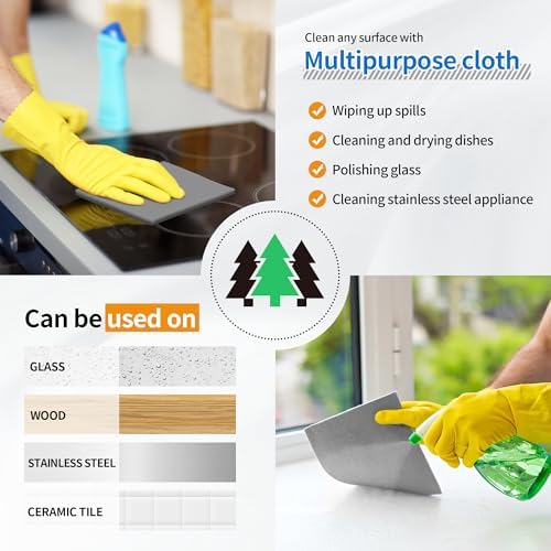 Swedish Dishcloths, 10 Pack Absorbent Dish Towels for Kitchen, Multipurpose Cellulose Sponge Cloths, Reusable Washable Towels for Home & Kitchen, Grey - Image 4