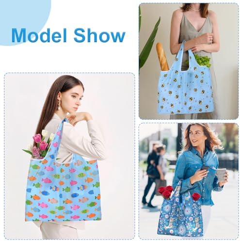 ZooviHyvi Extra Large 50lbs Foldable Reusable Shopping Bags kitchen reusable grocery bags Washable Polyester Bags in Pocket - Image 2