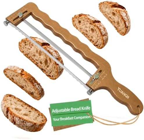 Adjustable Bread Slicer,Bread Knife For Homemade Bread,Bread Cutter for Sourdough Starter Kit,Sourdough Bread Knife with Serrated Stainless Steel Blade&Precision Thickness Guide,Gift For Bakers by Unknown