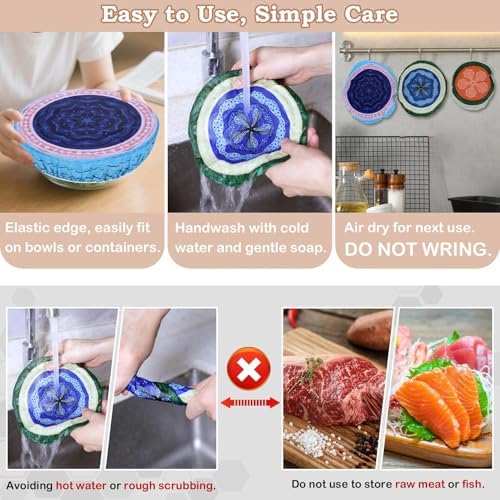 5Pcs Reusable Beeswax Elastic Bowl Covers for Bread Proofing and Food Cover - Image 6