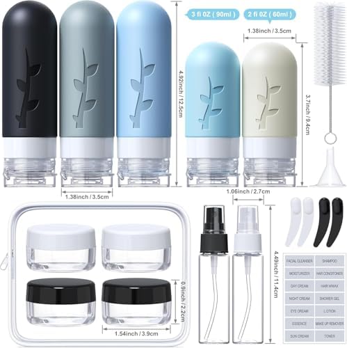 Aeomni 19 pack Travel Bottles for Toiletries, TSA Approved Silicone travel Size Containers for toiletries Set, Refillable & Leakproof Travel Bottles - Image 4