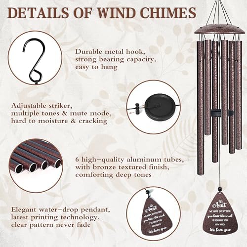 Aunt Gifts, 32" Bronze Wind Chimes, Birthday Gifts for Auntie from Niece - Image 4