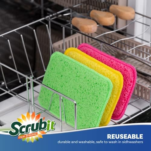 SCRUBIT - [12 Pack] Scrub and Wipe Cleaning Pads – Dual Sided Scouring Pad and Dish Sponge -Reusable Kitchen Sponge for Pots, Pans Utensils & Non-Stick Cookware - Assorted Color Dishwashing sponges - Image 6
