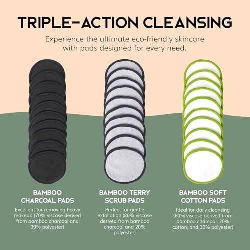 GREENZLA Reusable Makeup Remover Pads | 30 Pack | Bamboo Cotton Rounds - Image 3