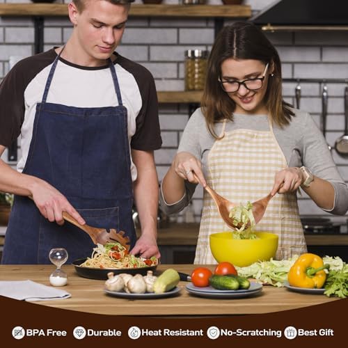 Wooden Spoons for Cooking - 8-Piece Wooden Kitchen Utensil Set made of Natural Solid Wood Material-Includes Spoons,Spatulas,Ladles,Mixing Spoon and Utensil Holder,Holiday Gifts(A08) - Image 3