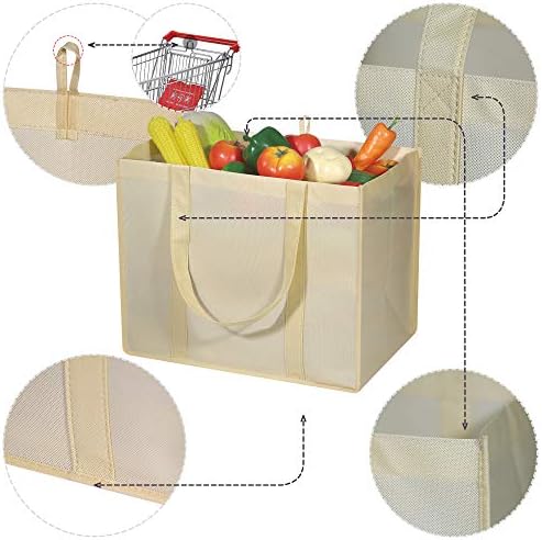 DIOMMELL 10 Pack Reusable Grocery Bags Extra Large Super Strong Heavy Duty Shopping Tote Bags with Reinforced Handles, Beige - Image 4