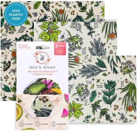 Bee's Wrap Beeswax Food Wraps, 3 Pack Assorted - Herb Garden by BeesWrap