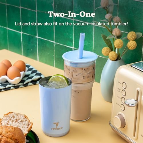REDUCE Aspen - 20oz Vacuum Insulated Glass Tumbler - Extra Wide Straw & Lid - Image 4
