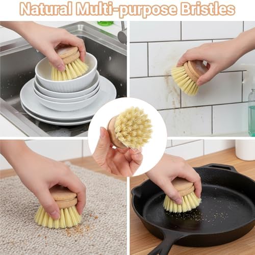 10pcs Natural Wooden Dish Brush Replacement Heads with Sisal Bristles – Eco-Friendly Kitchen Scrubber Refills for Pots, Pans, Utensils – Safe Scratch-Free Cleaning Brush Heads (1.89x1.57in) - Image 6