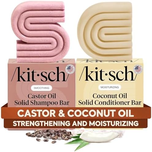 Kitsch Castor Oil Shampoo Bar & Coconut Oil Conditioner Bar – 2pc set by Kitsch