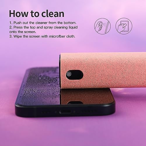CUIUD Touchscreen Screen Cleaner Kit 2 Pcs, Phone, Tablet and Car Screen Cleaner, Two in One Spray and Microfiber Cloth(2 Pack Pink) - Image 5