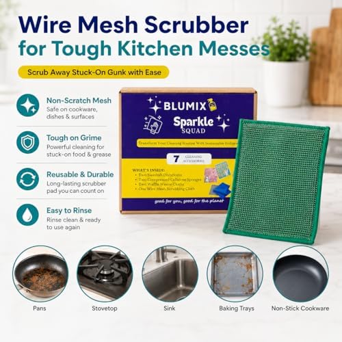 Ultimate Cleaning Kit – 7 Items: 2 Swedish Dishcloths, 2 Compressed Cellulose Sponges, 2 Glass Cleaning Cloths, 1 Mesh Scrubbing Cloth (No Metal) | Low-Waste, Plant-Based Essentials - Image 5