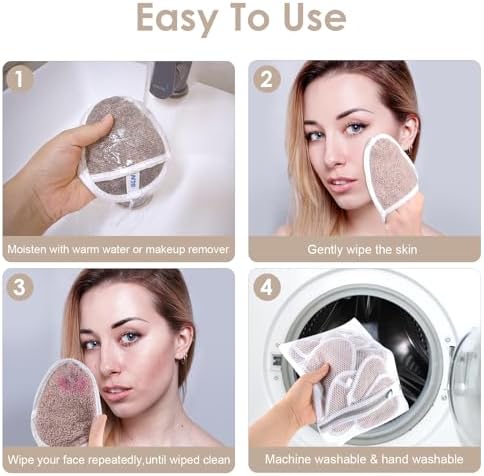 SINLAND Reusable Makeup Remover Pads Brown 6 Pack - Image 3