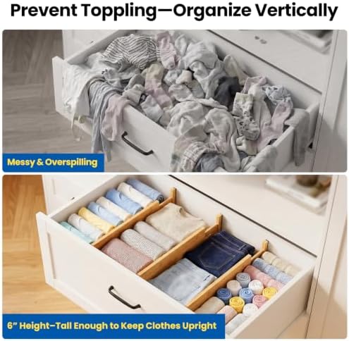 4 Pack 6" Deep Bamboo Drawer Dividers, 12-17" Expandable Kitchen Organizers - Image 3