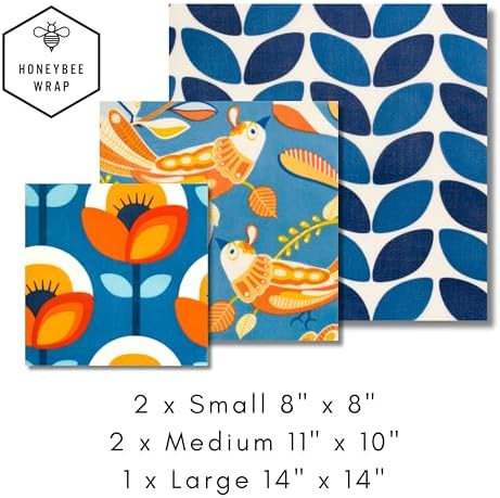 Honeybee Reusable Beeswax Wraps for Food | 5 Pack | Handmade in Australia | Eco Friendly, Organic, Biodegradable, Bee's Wrap for Bowl Covers and Food Storage | Reusable Cling Wrap - Image 2