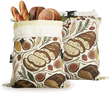 Bread Bag for Homemade Bread - 2 Packs XL Reusable Organic Beeswax Natural Cotton Sourdough Bag, Homesteading Essentials Sourdough Bags with Sealing Zip to Keep Fresh(13×17 Inches) by Unknown