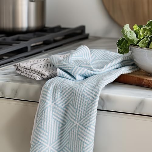 RECYCO Waffle Kitchen Towel Set of 2 - Quick Dry Microfiber Sustainable Dish Towels - Ultra Absorbent Reusable Cleaning Tea Towels - Lightweight Hand Towels,16”x 28”, Modern Maze by RECYCOHOMECOLLECTION