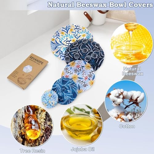 5Pcs Reusable Beeswax Elastic Bowl Covers for Bread Proofing and Food Cover - Image 3