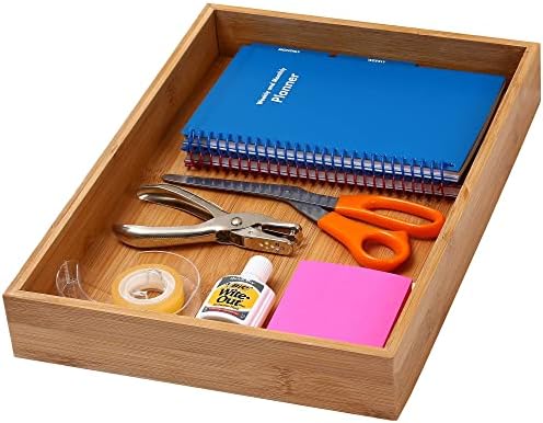YBM Home Bamboo Drawer Organizer Storage Box for Kitchen Drawer, Junk Drawer, Office, Bedroom, Children Room, Craft, Sewing, and Bathroom, 1 Pack, 10x14x2 - Image 2