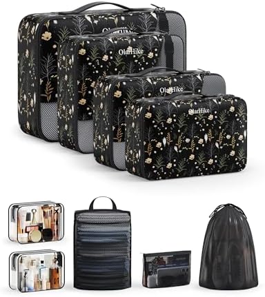 OlarHike 9 Set Packing Cubes for Travel,Gifts for Women Mom,Anti-Tearing Suitcase Organizer,with Over 1000 pcs Mesh Holes,Vacation Essentials & Accessories for Cruise Ship by OlarHike