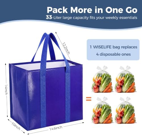 Reusable Grocery Bags, Waterproof & Foldable Shopping Bags Stand Upright - Image 2