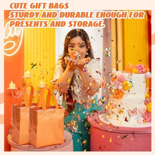 Eccliy 80 Pcs Reusable Gift Bags, Medium, Orange - Image 3