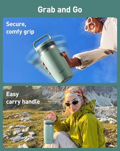 TOURIT Travel Coffee Mug 16 oz,Leakproof 2-Part Lid Tumbler,Dark Green - Image 2