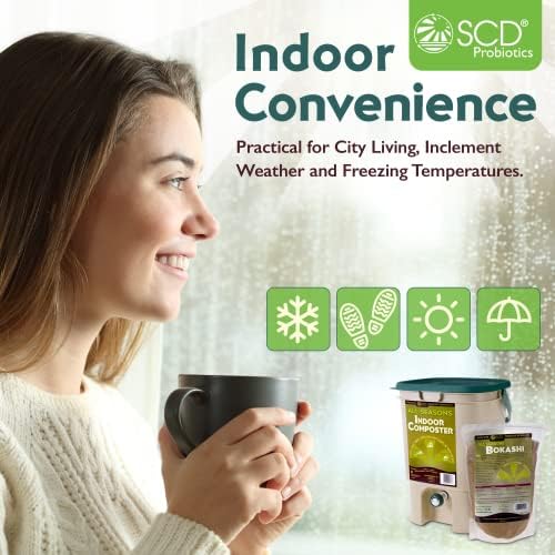 All Seasons Indoor Composter Starter Kit - Two Family-Sized Composting Bins for Kitchen Countertop and Bokashi Bran Starter 5 lb (2 gallons), Easily Compost Food After Every Meal, Odor Free - Image 3