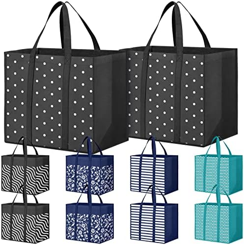 10 Pack Reusable Grocery Bags Waterproof Tote Bags for Shopping Groceries by Fabtotes