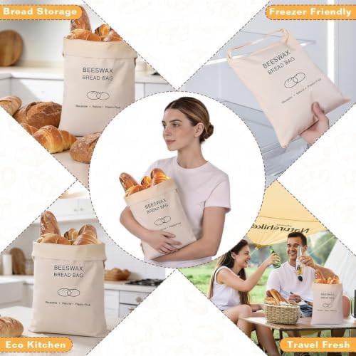 Beeswax Bread Bag for Sourdough Homemade Bread Bags, Reusable Food Storage - Image 6