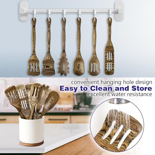 HOWHONG Wooden Spoons for Cooking, 6-Piece Pakkawood Wooden Utensil Set - Image 6