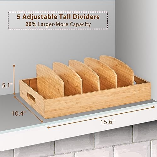 Umilife Extra Large Bamboo Food Container Lid Organizer for Kitchen Cabinet - Image 2